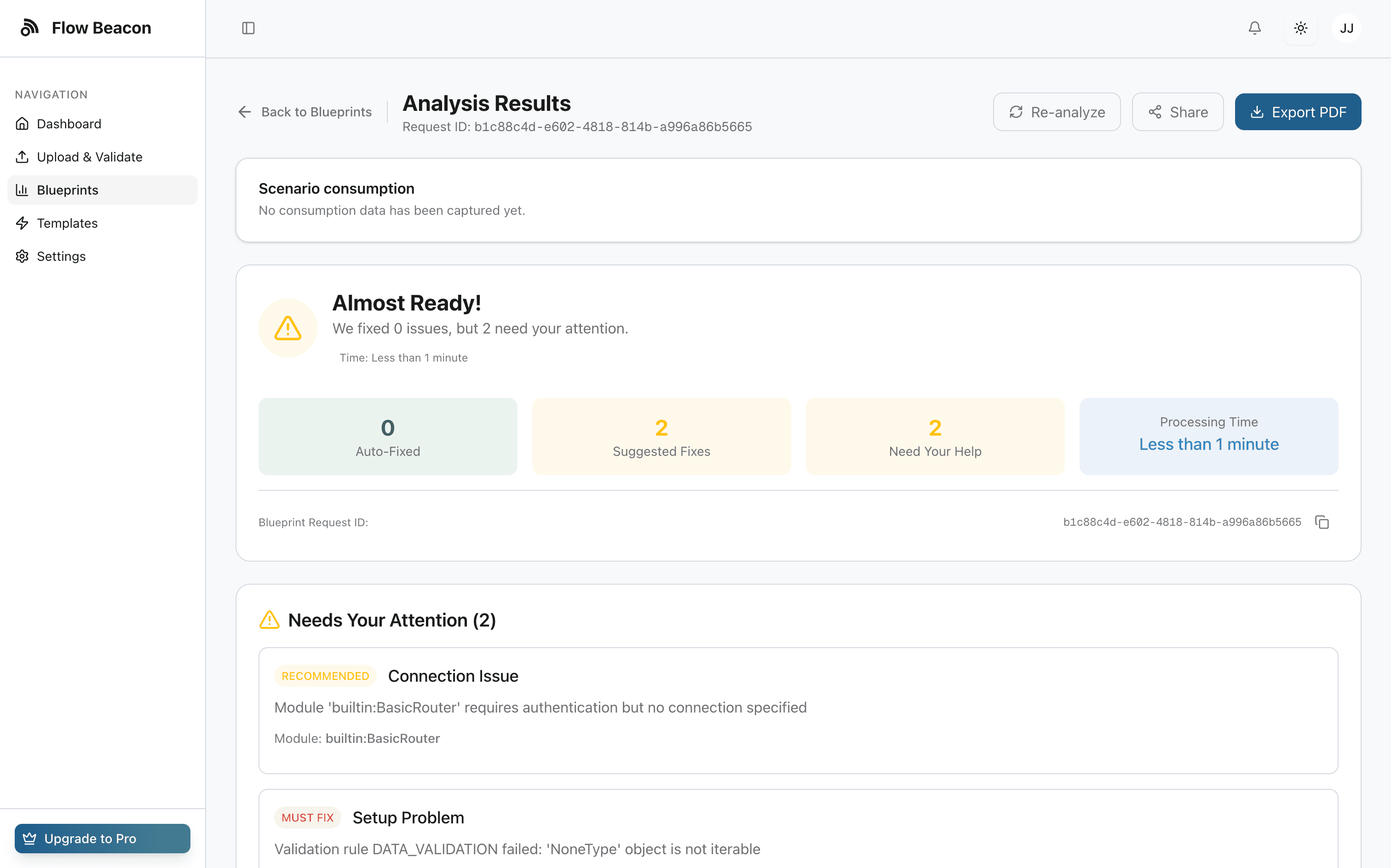 Results summary & export